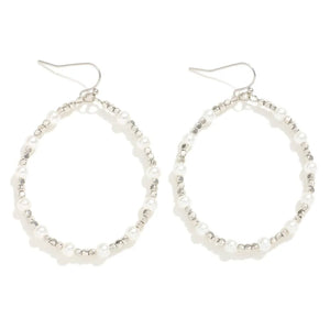 Beaded Hoops with Pearl and Metal Tones