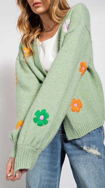 Flower Embroidered Cardigan