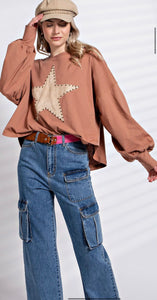 Suede Star Patch Top