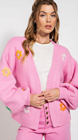Flower Embroidered Cardigan