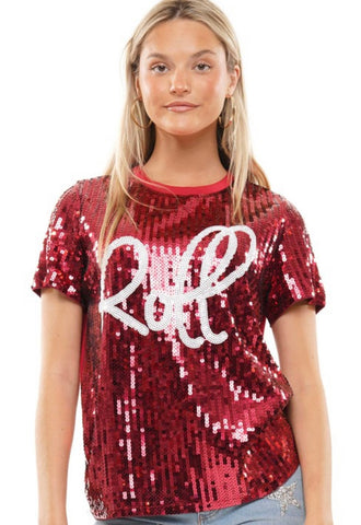 Roll Red Sequin Top