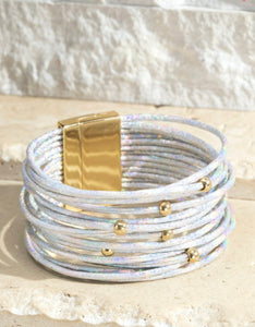 White Metallic Multi Strand Bracelet