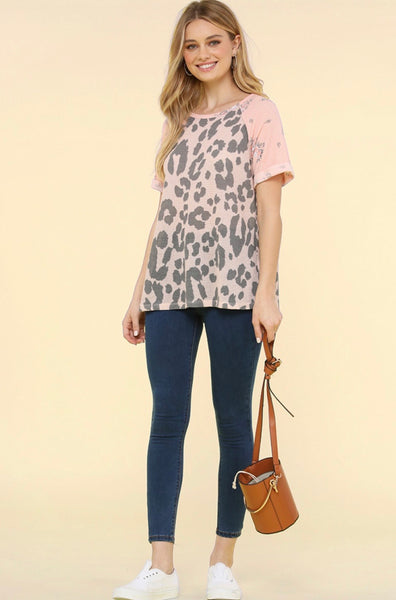 Animal Print and Floral Contrast Top