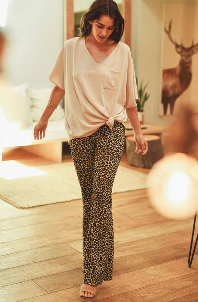 Leopard Print Flare Pants