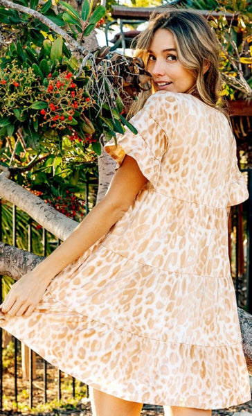 Leopard Printed Short Sleeve Dress