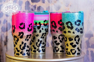 Leopard Print Hand Dipped Cups