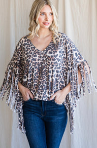 Leopard Print with Fringe Sleeves