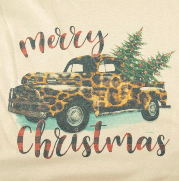 Merry Christmas Leopard Truck T-shirt