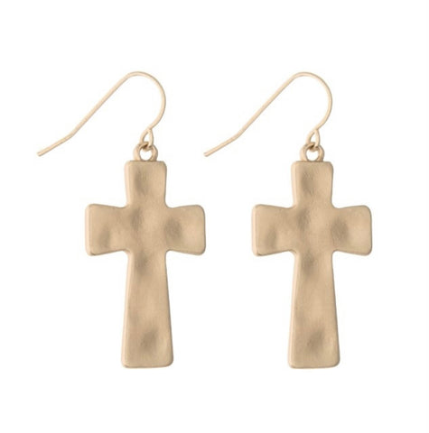 Hammered Cross Earrings