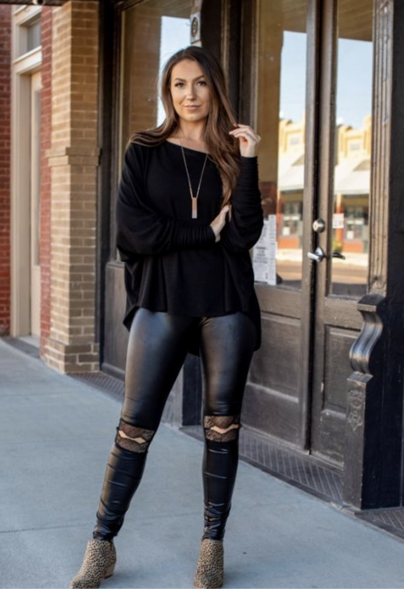 Faux Leather Look Leggings - Queen B Boutique