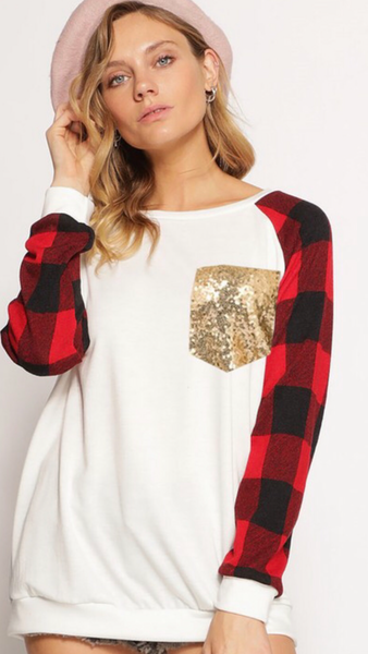 Red and Ivory Pull Over Top