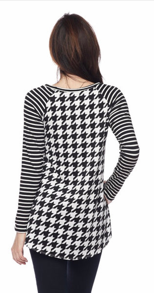 Houndstooth and Striped Top