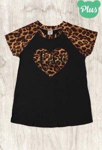 Plus Size Leopard Heart T-Shirt