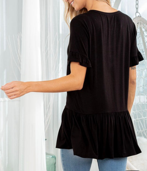 Ruffled Front Button Top