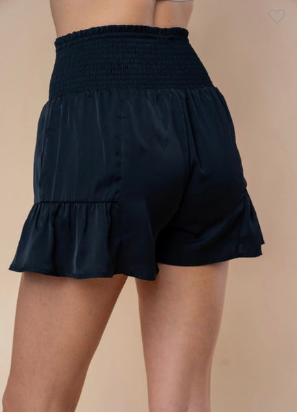 Black Smocked Shorts