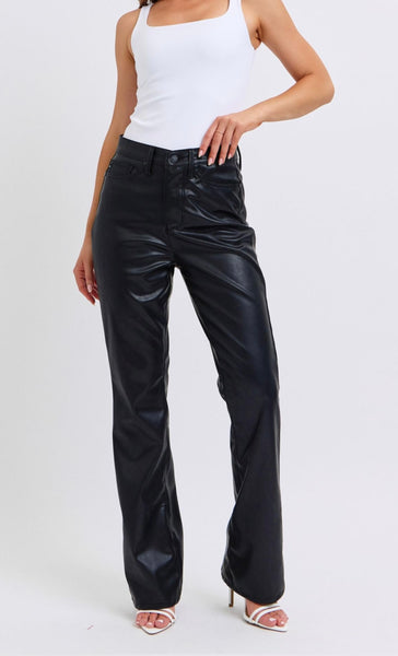 Black Leather Judy Blue Pants