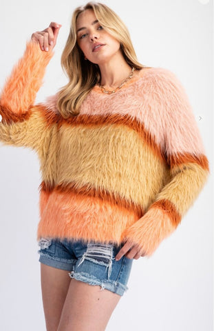 Colorblock Fur Sweater