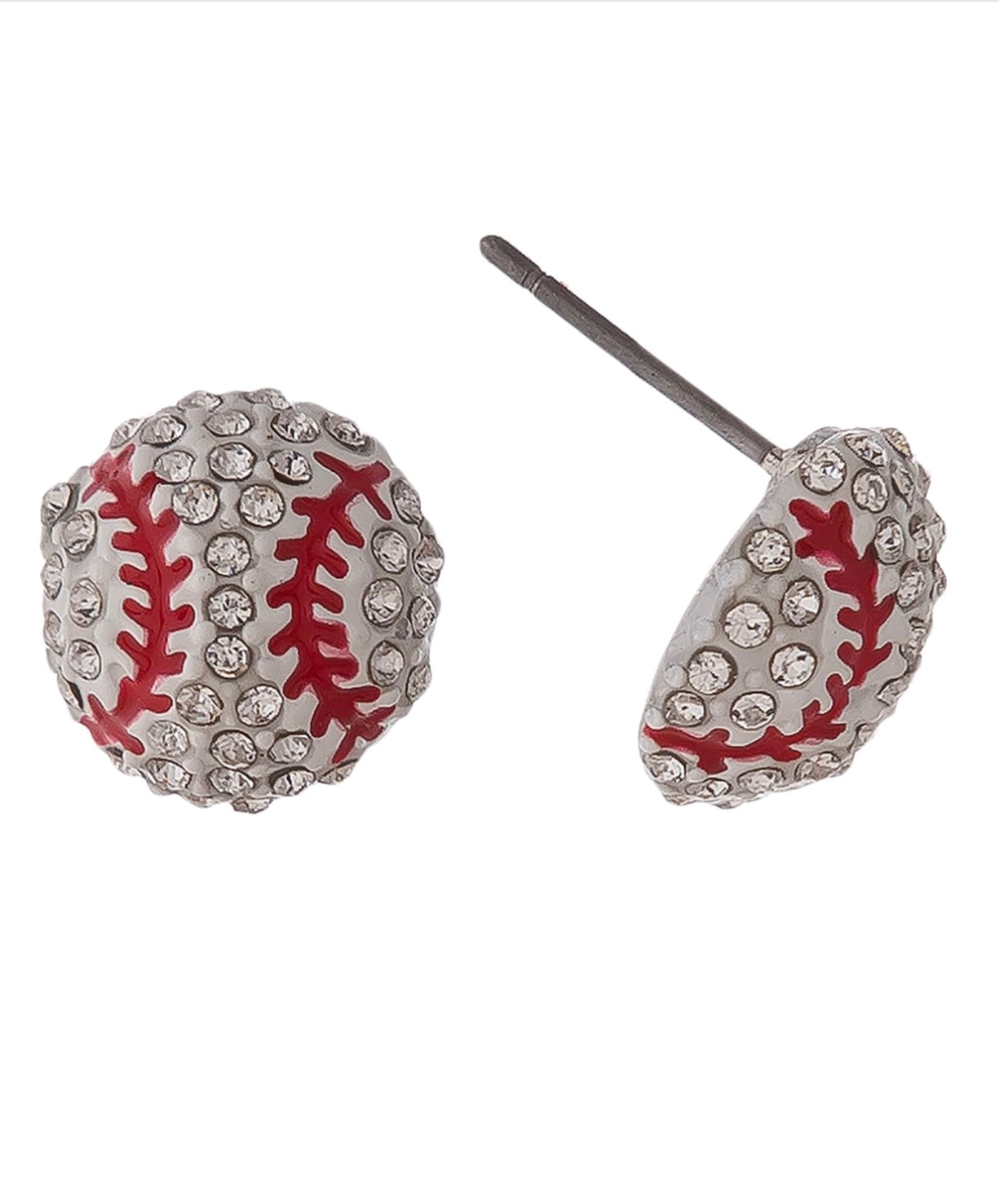 Rhinestone Baseball Earrings