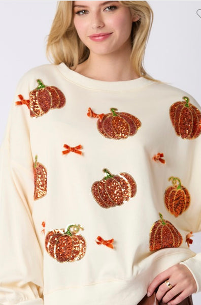 Pumpkin Sequin Sweatshirt