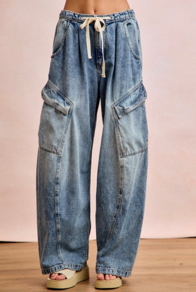 Denim Baggy Barrel Pants