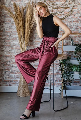 Burgundy Metallic Pants