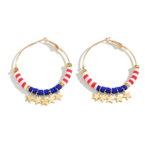 Flag Theme Earrings with Stars