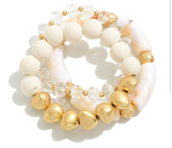Three Strand Glass & Acrylic Bracelet