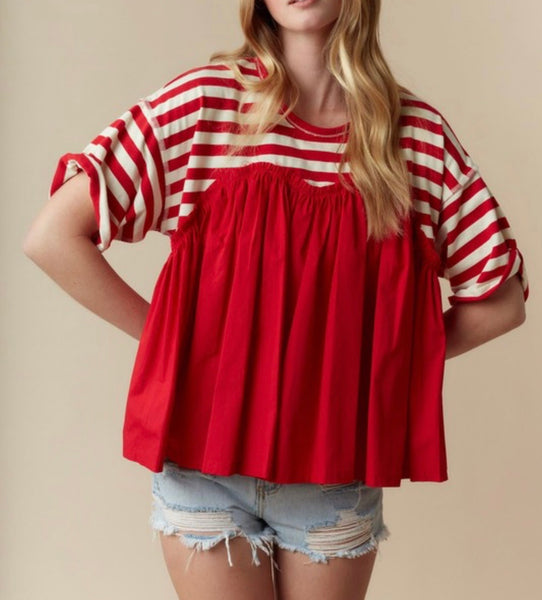 Striped Baby Doll Top