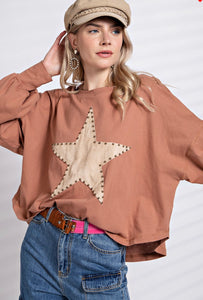 Suede Star Patch Top