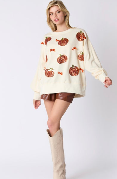 Pumpkin Sequin Sweatshirt