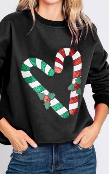 Sequin Candy Cane Sweatshirt