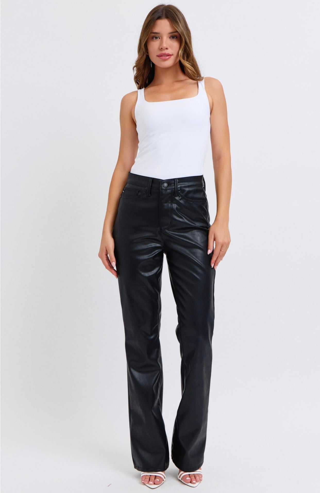 Black Leather Judy Blue Pants