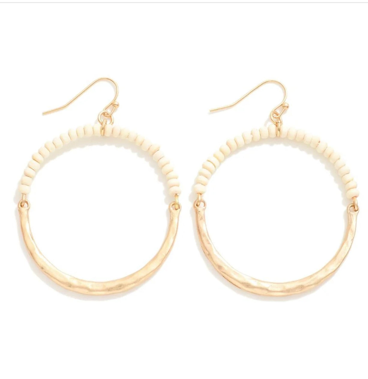 Bead and Metal Hoop Earrings