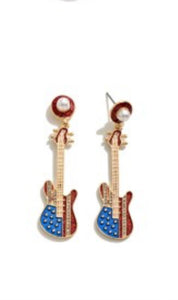 Rhinestone Guitar Earrings