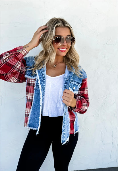 Denim Plaid Jacket