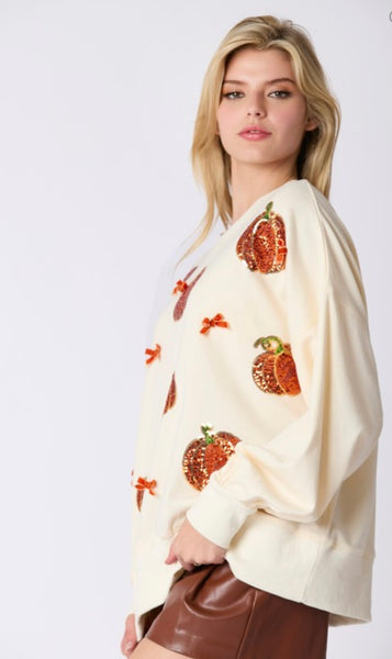 Pumpkin Sequin Sweatshirt