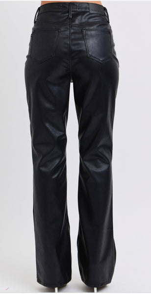 Black Leather Judy Blue Pants