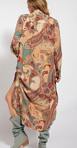 Paisley Printed Shirt Dress