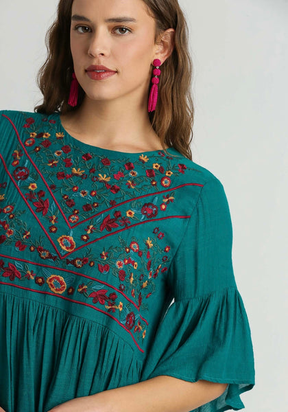 Peacock Embroidered Dress