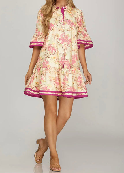 Rose/Fuchsia Floral Dress