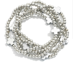 Stretch Bead Bracelets with Crosses