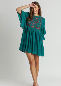 Peacock Embroidered Dress