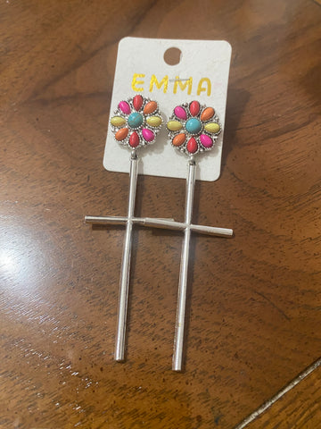 Multi Color Cross Earrings