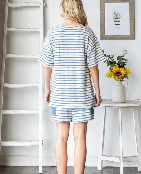 Jacquard Stripe Shorts Set
