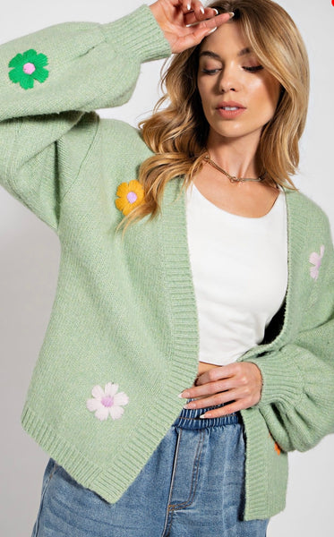 Flower Embroidered Cardigan