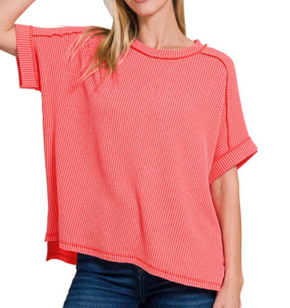 Rib Round Neck Top