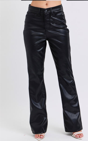 Black Leather Judy Blue Pants