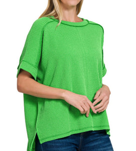 Rib Round Neck Top