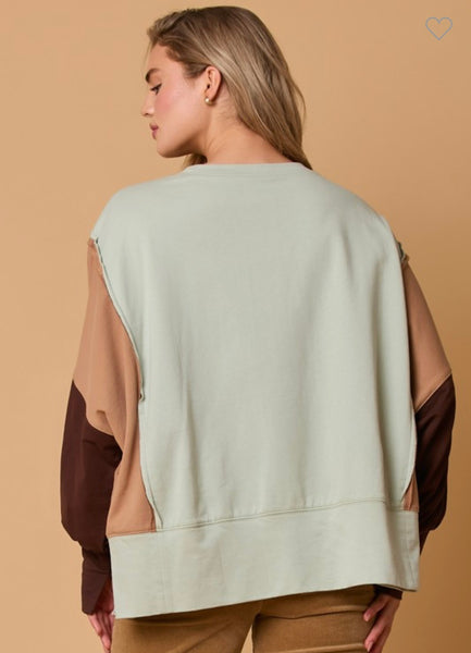 Daisy Sequin Colorblock Sweatshirt