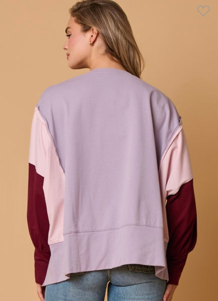 Daisy Sequin Colorblock Sweatshirt